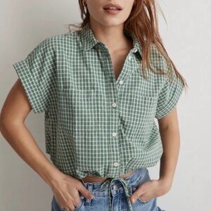 Madewell button up draw string shirt yarn-dyed plaid